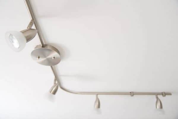close up view of kitchen track lighting