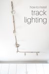 Kitchen track lighting brightens up every corner of your space! Customize the shape and direction of the lights for the perfect task lighting in the kitchen. Check out this tutorial to learn how to do it yourself! | kitchen lighting | kitchen track lighting | kitchen lights | track lights | replace track lighting | replace track lights | update track lighting | modern track lighting