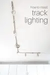 Kitchen track lighting brightens up every corner of your space! Customize the shape and direction of the lights for the perfect task lighting in the kitchen. Check out this tutorial to learn how to do it yourself! | kitchen lighting | kitchen track lighting | kitchen lights | track lights | replace track lighting | replace track lights | update track lighting | modern track lighting