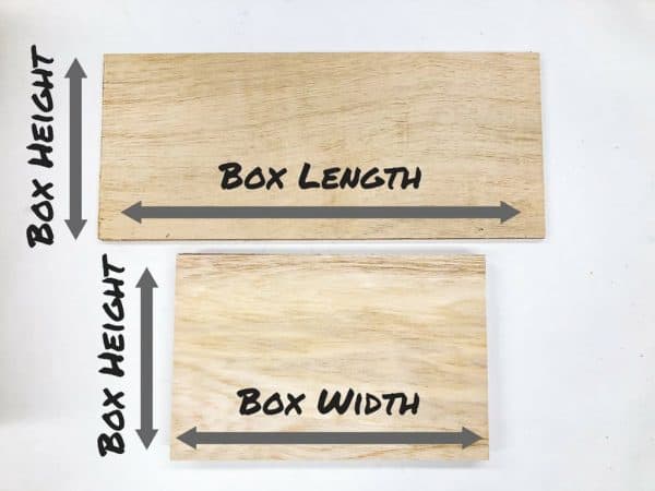 two pieces of ¼" plywood with dimensions labeled