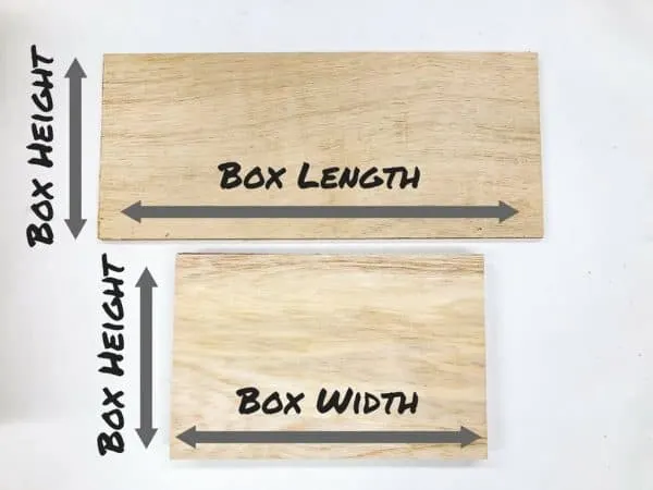 two pieces of ¼" plywood with dimensions labeled