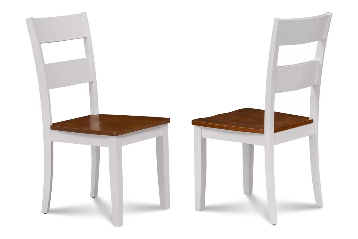 white chairs with cherry seat from Wayfair