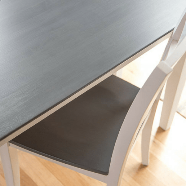 grey wood stain table and chair