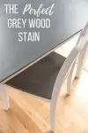 grey and white table and chair with text overlay "The Perfect Grey Wood Stain"