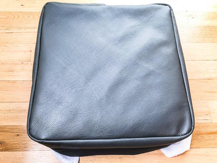 DIY ottoman cover on cushion