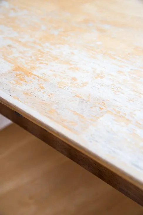 water damaged dining table