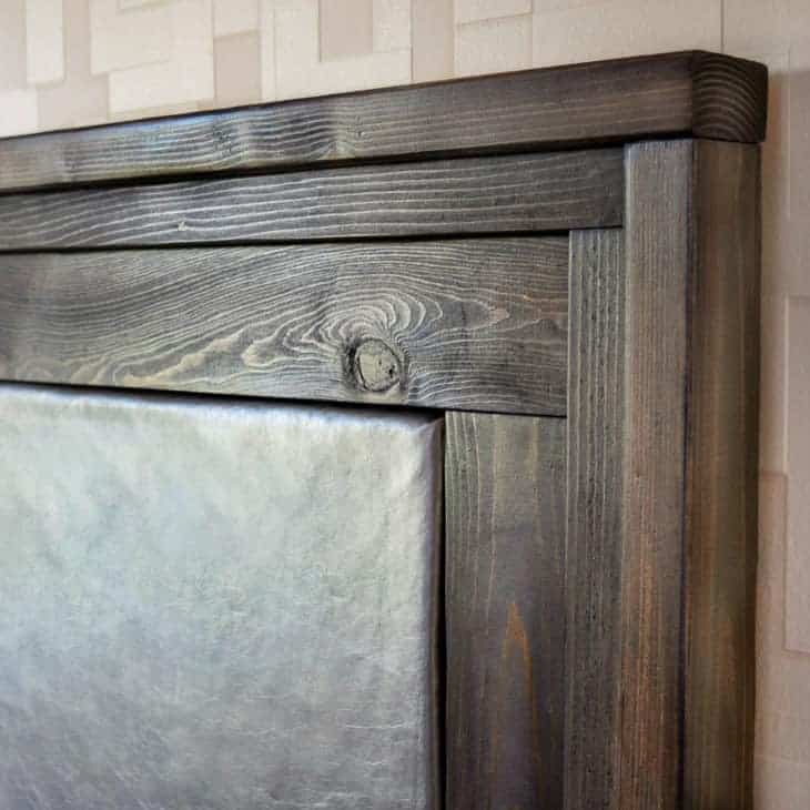 upholstered leather headboard with wood frame