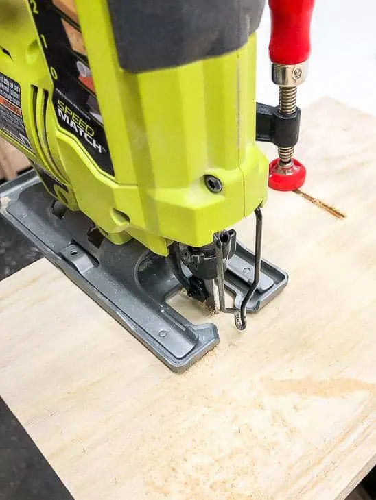 jigsaw cutting notches in plywood
