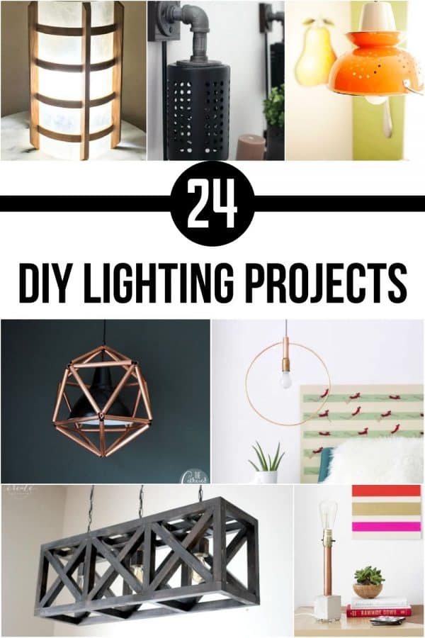 collage of DIY lighting projects