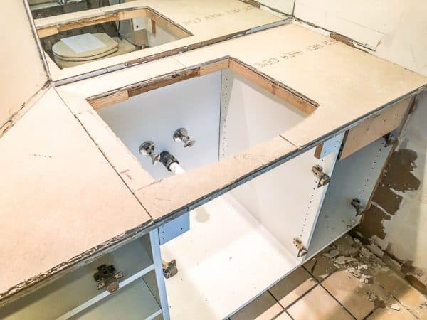 cement backer board on vanity top