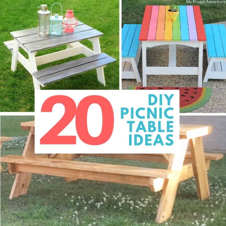 20 DIY Picnic Table Ideas collage