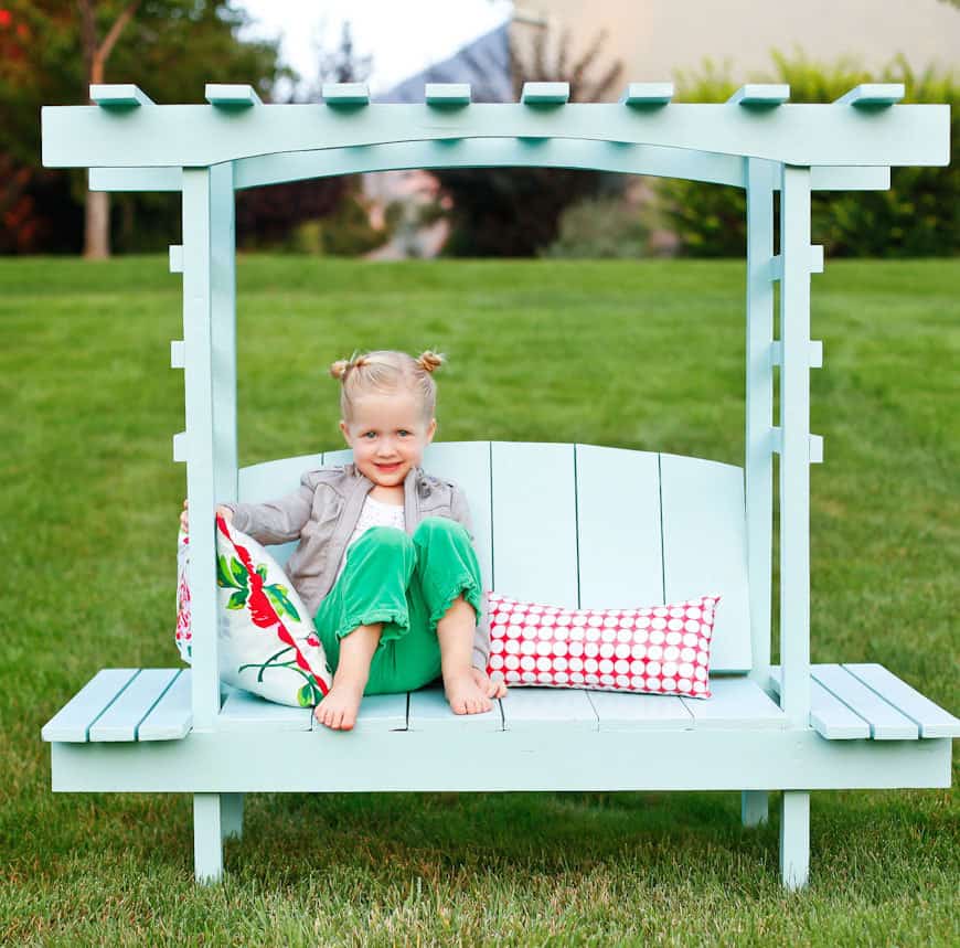 kids DIY arbor with bench