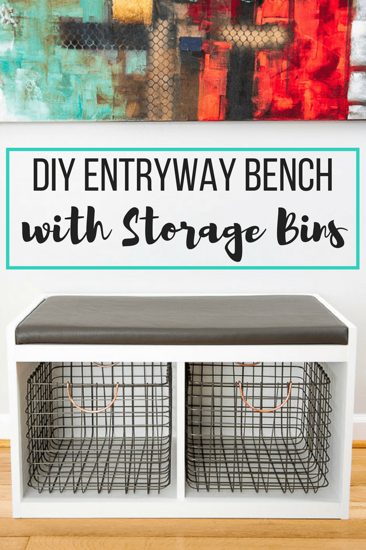 DIY entryway shoe storage bench with cushion