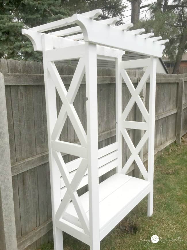 DIY arbor with bench