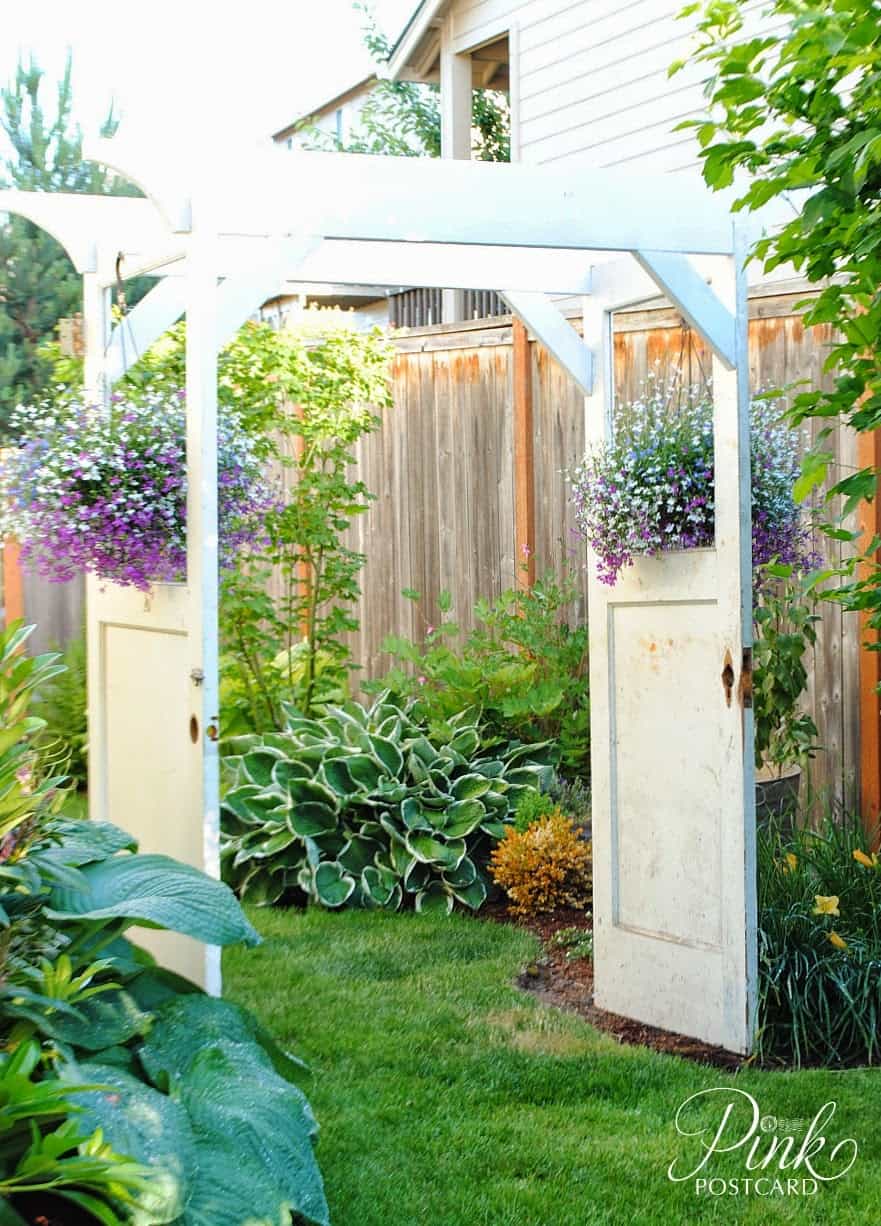 garden arbor made from old doors