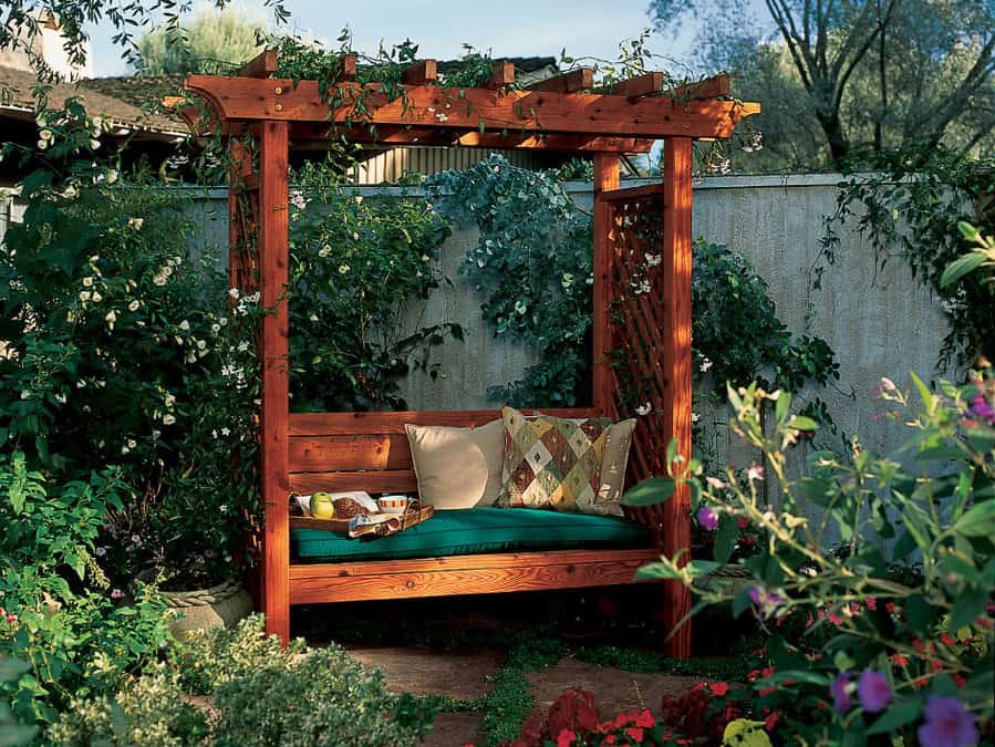 DIY arbor with bench