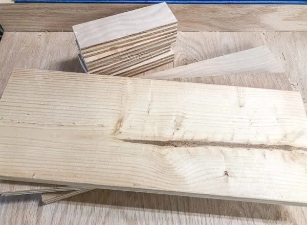 cut pieces for between the studs storage shelves