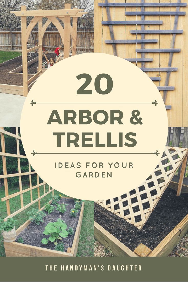 collage of four DIY arbor and trellis ideas