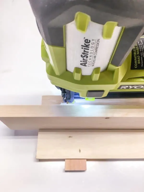 Ryobi Airstrike brad nailer attaching wood slats