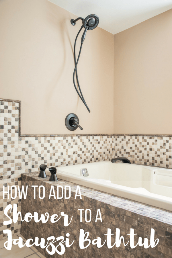 add shower to bathtub with text overlay