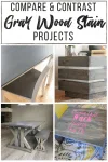 collage of four different grey wood stain projects