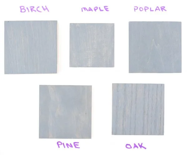 Minwax Coastal Gray wood stain color samples (1 coat)