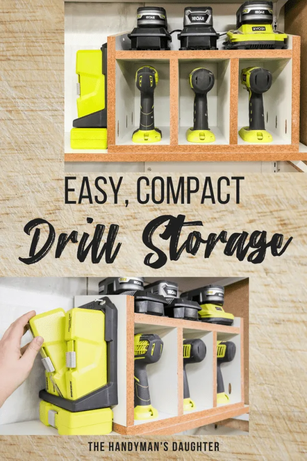 easy, compact cordless drill storage rack