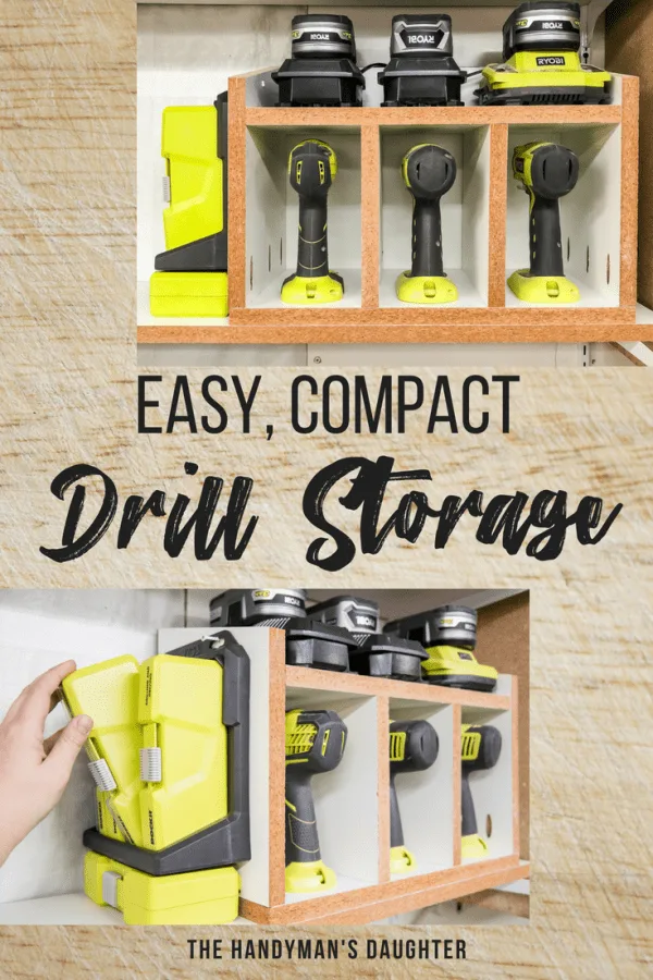 Easy DIY Cordless Drill Storage Rack - The Handyman's Daughter