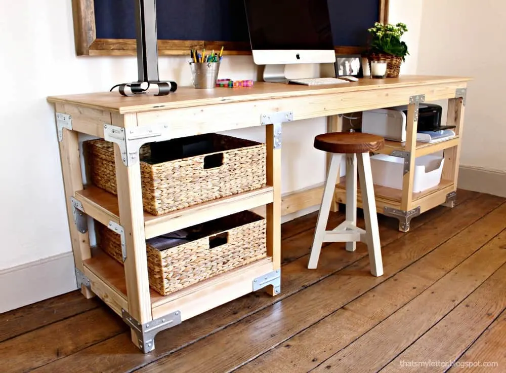 desk made with metal connectors