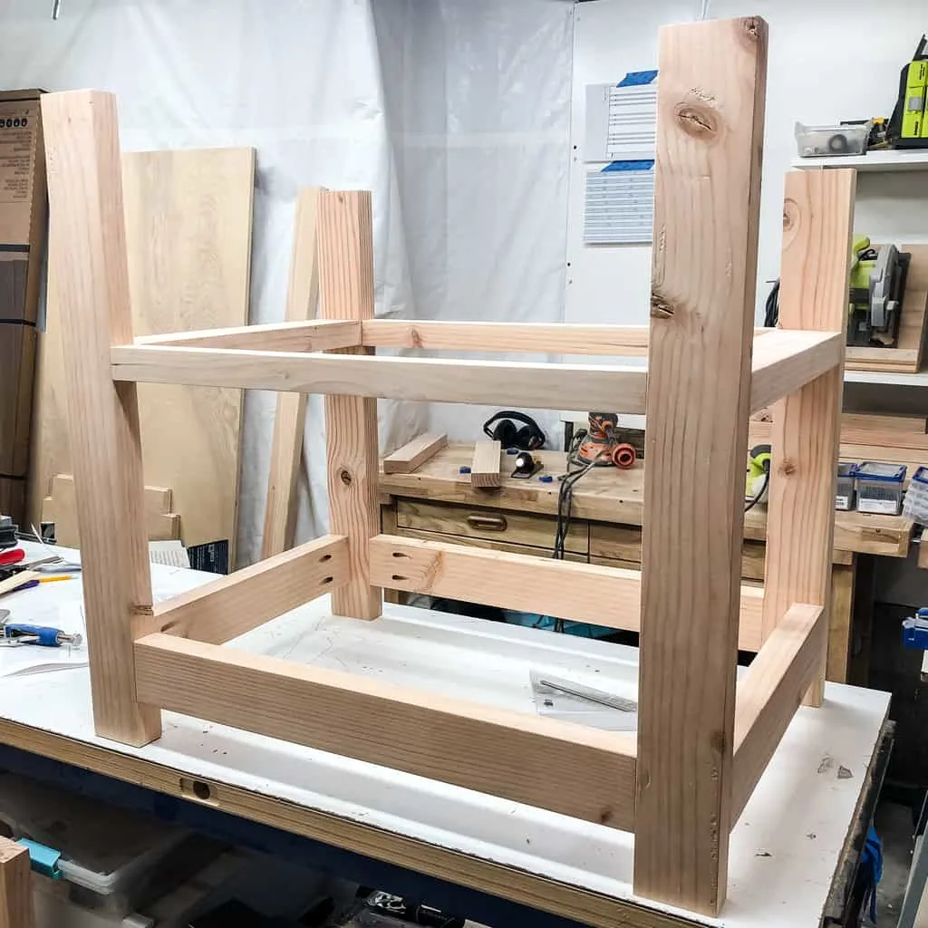 desk frame with two shelves