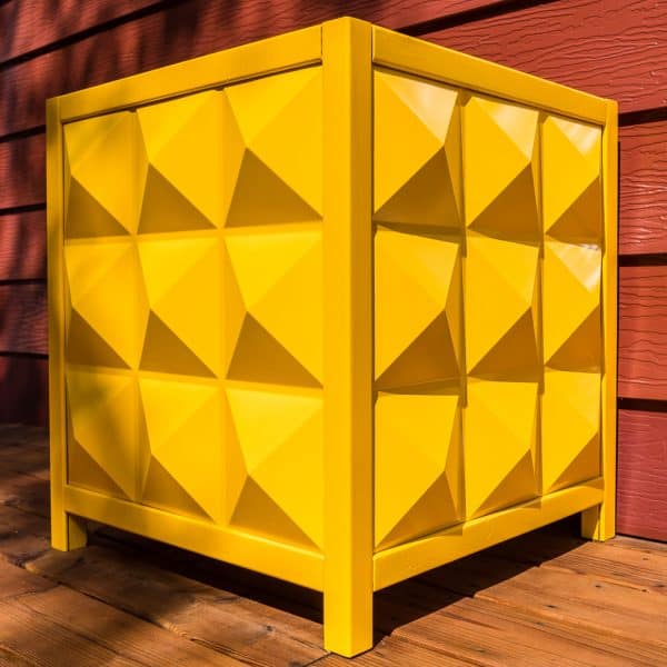 bright yellow DIY planter box