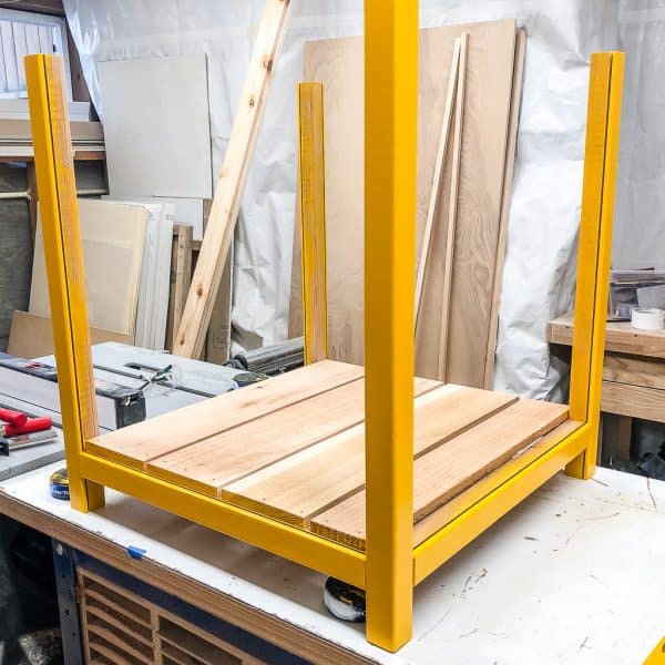 modern planter box frame painted yellow