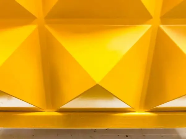 yellow PVC panel in modern planter box frame