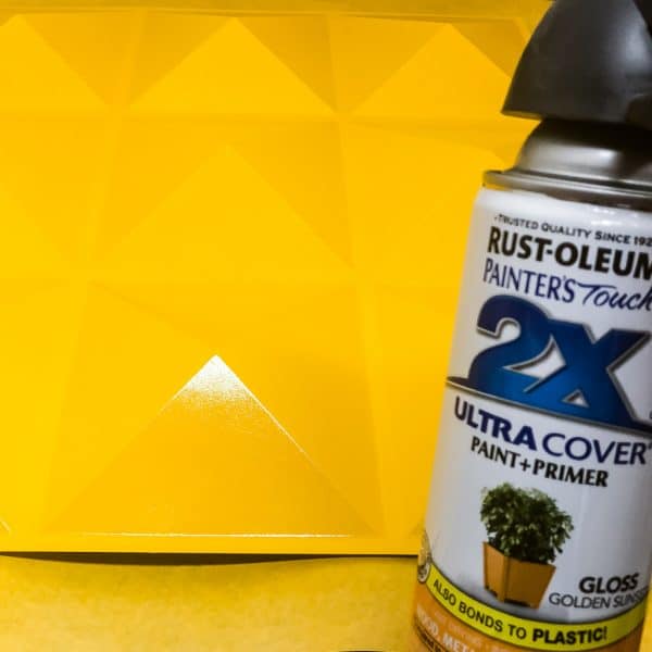 Rustoleum Golden Sunset spray paint on PVC panel