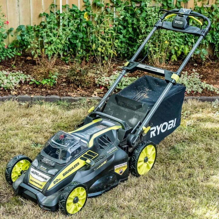 Ryobi cordless push lawn mower with self-propelling feature