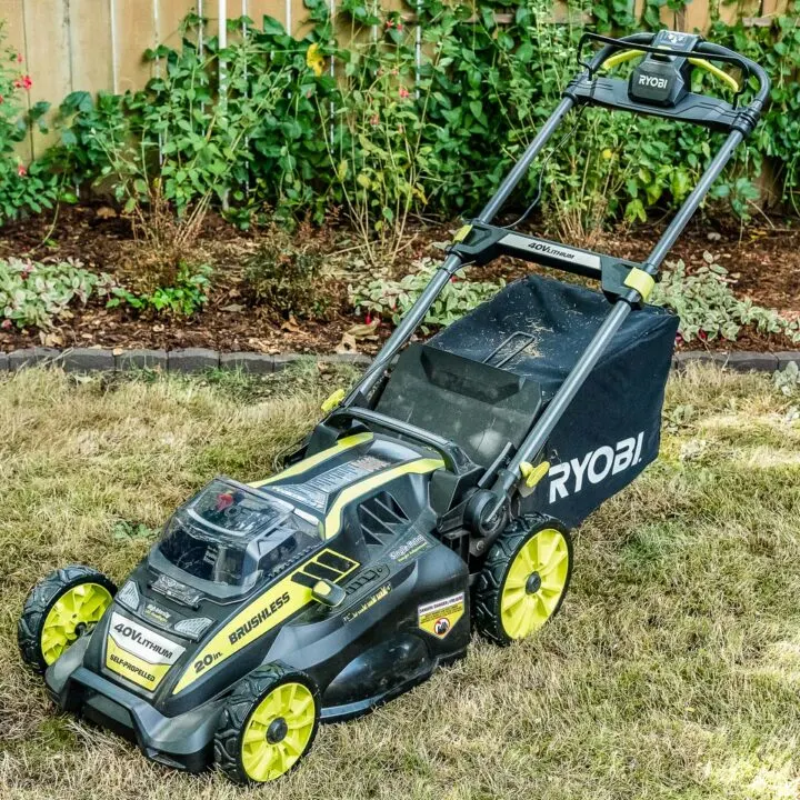 Ryobi cordless push lawn mower with self-propelling feature