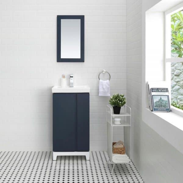small bathroom design ideas - vanity with feet to make the bathroom look bigger