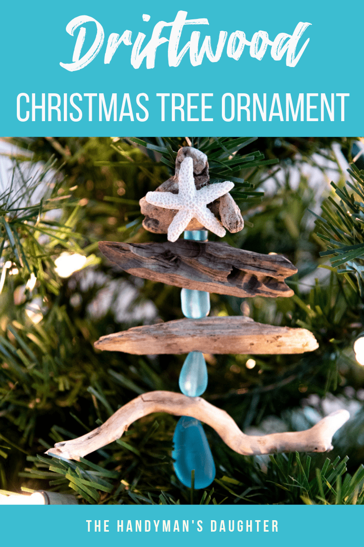 DIY driftwood Christmas tree ornament