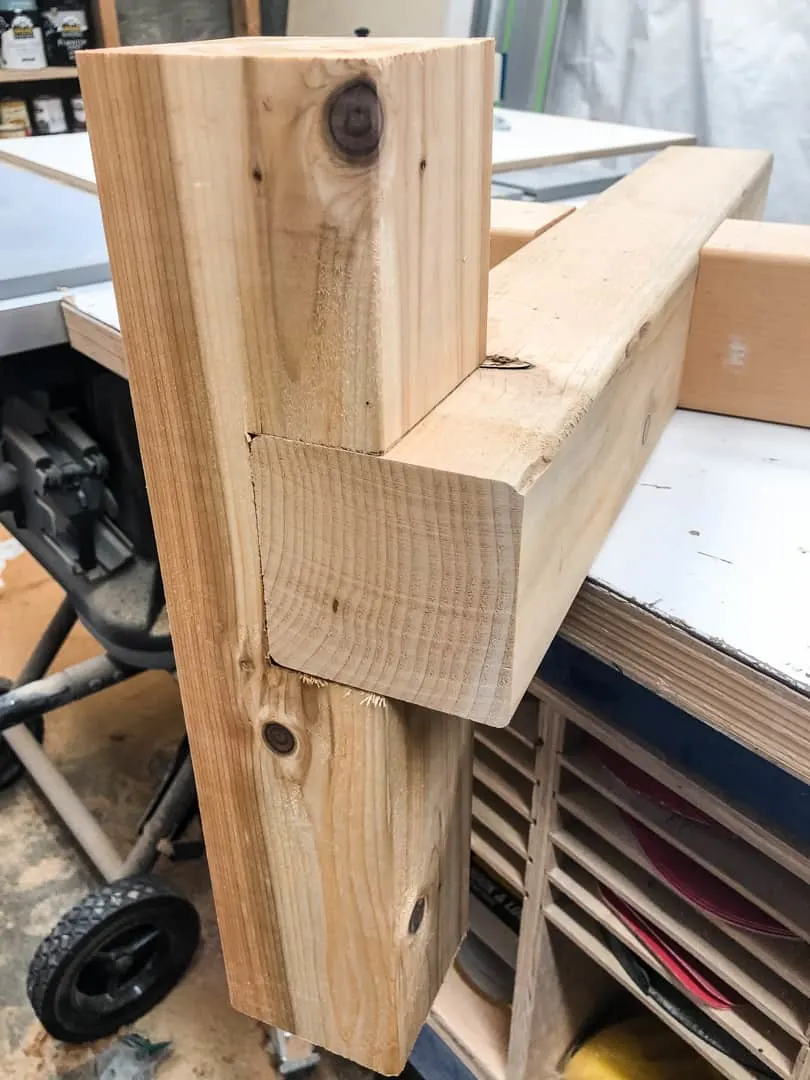 half lap joint marking with rain barrel stand leg