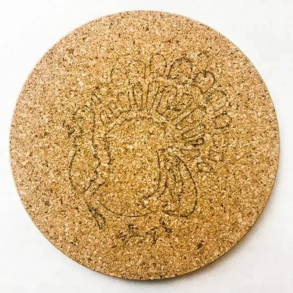 traced turkey design for Thanksgiving themed coasters