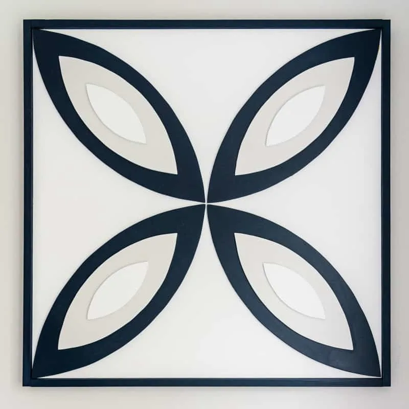 DIY wood wall art with bold geometric pattern