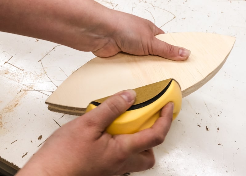 sanding pieces for wood wall art together to keep their shape