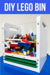 DIY Lego bin with clear sides, built in handles and baseplate storage slots