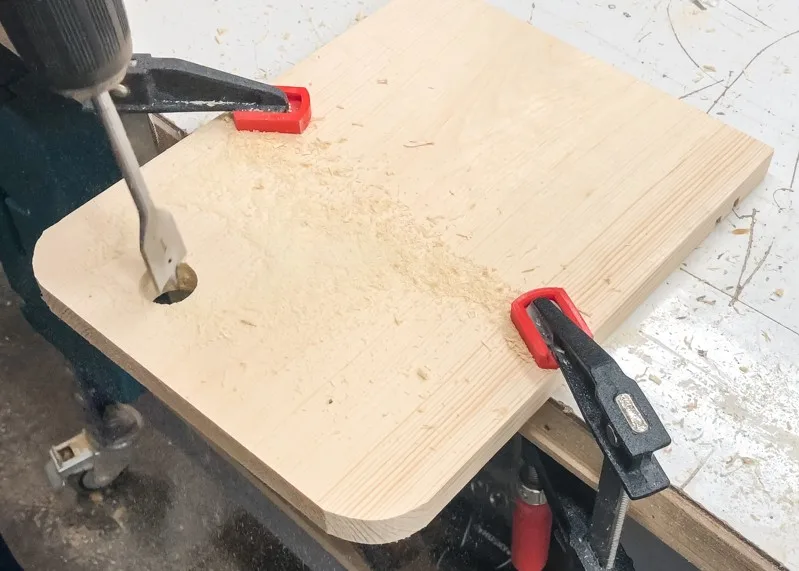 Finishing handle hole from opposite side