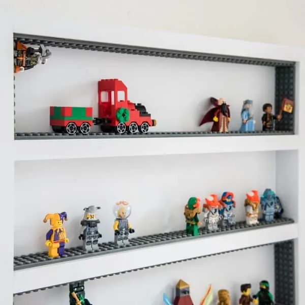 lego minifigure display case - first two shelves