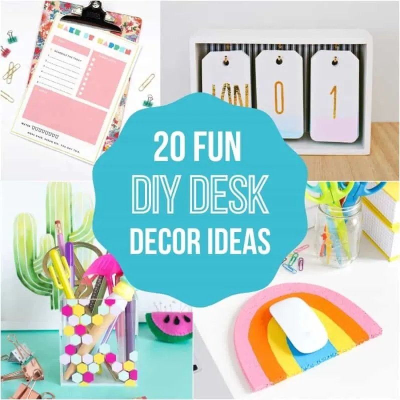 image collage of DIY desk decor ideas