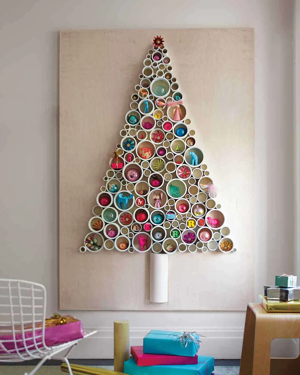 Christmas tree made out of PVC pipe