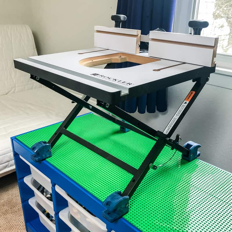 router table on top of IKEA Trofast