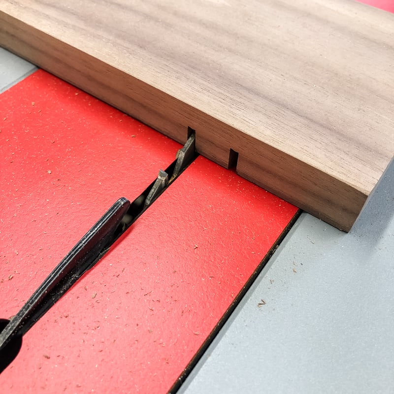 cutting outside edges of dado groove with table saw