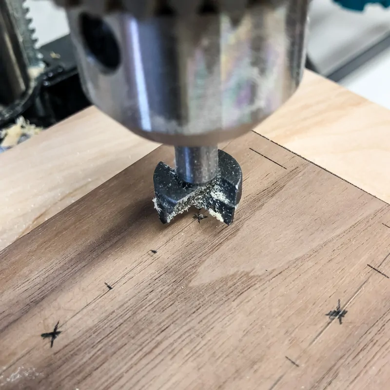 drilling holes with forstner bit in drill press